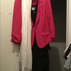 Black Dress, Pink Coat, Scarf